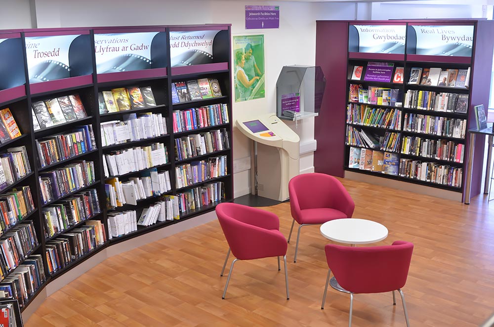 Council customer services point, Risca Palace Library