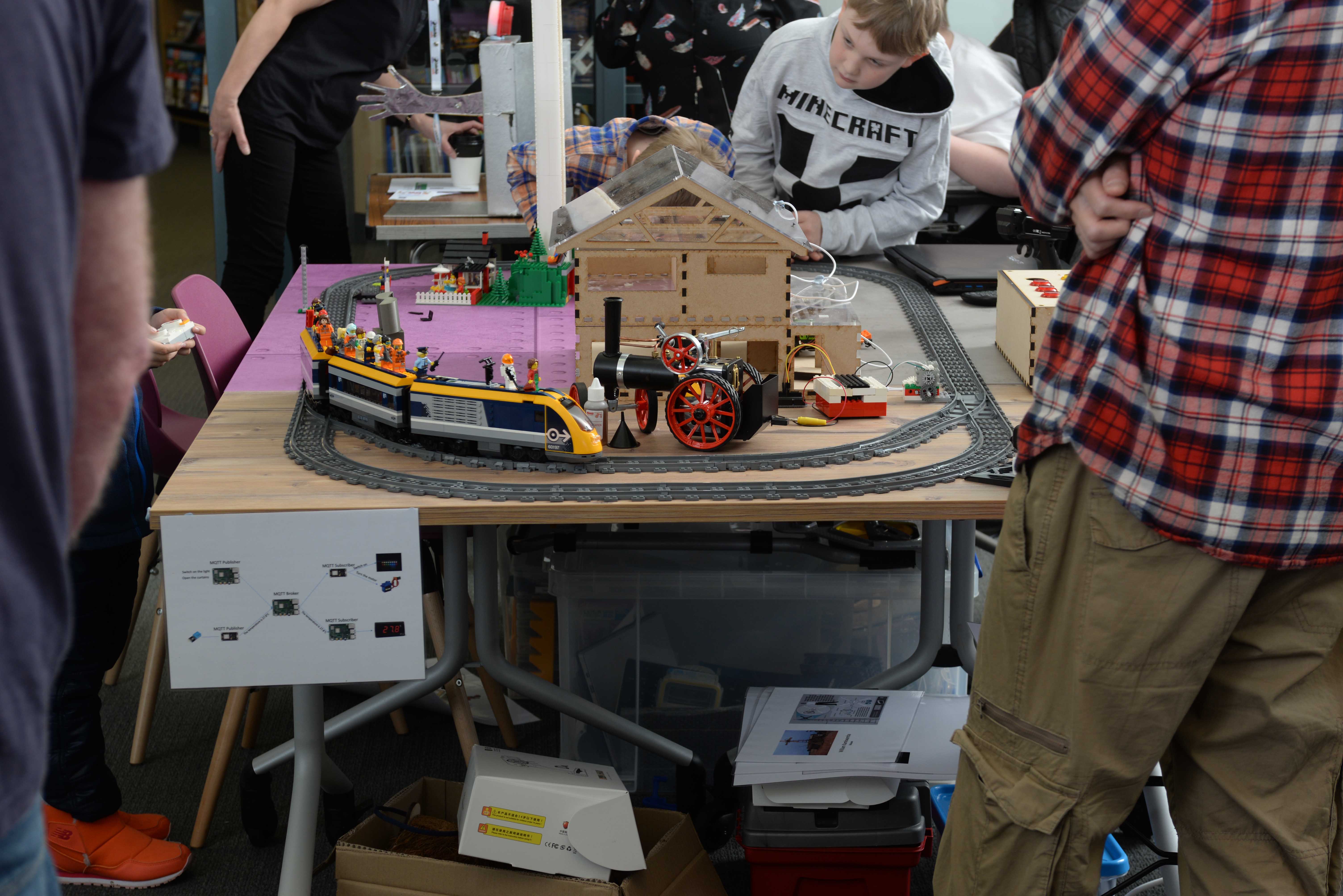 Children's MakerPlace tables with Lego electric train