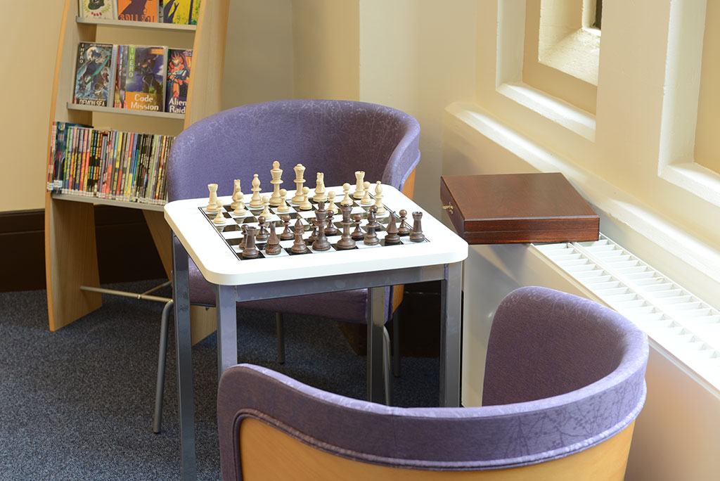 Chess table and seating