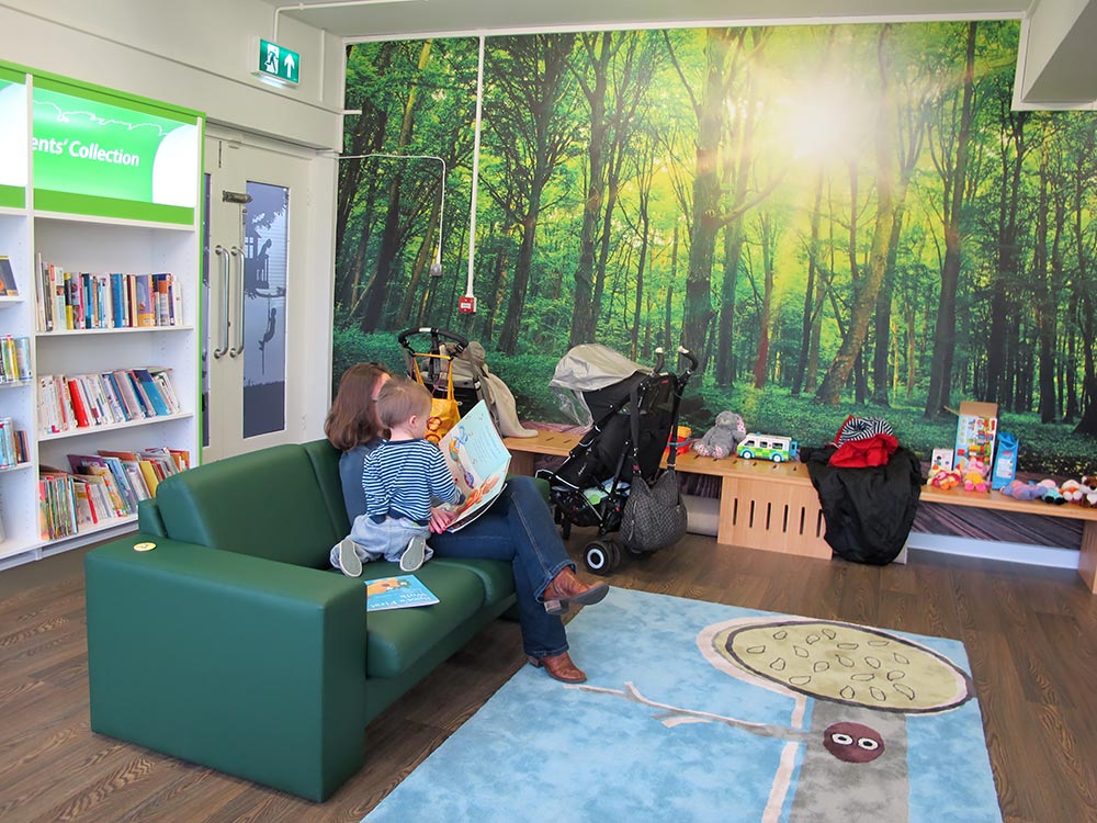 Woodland scene graphics and rug, South Woodford Library