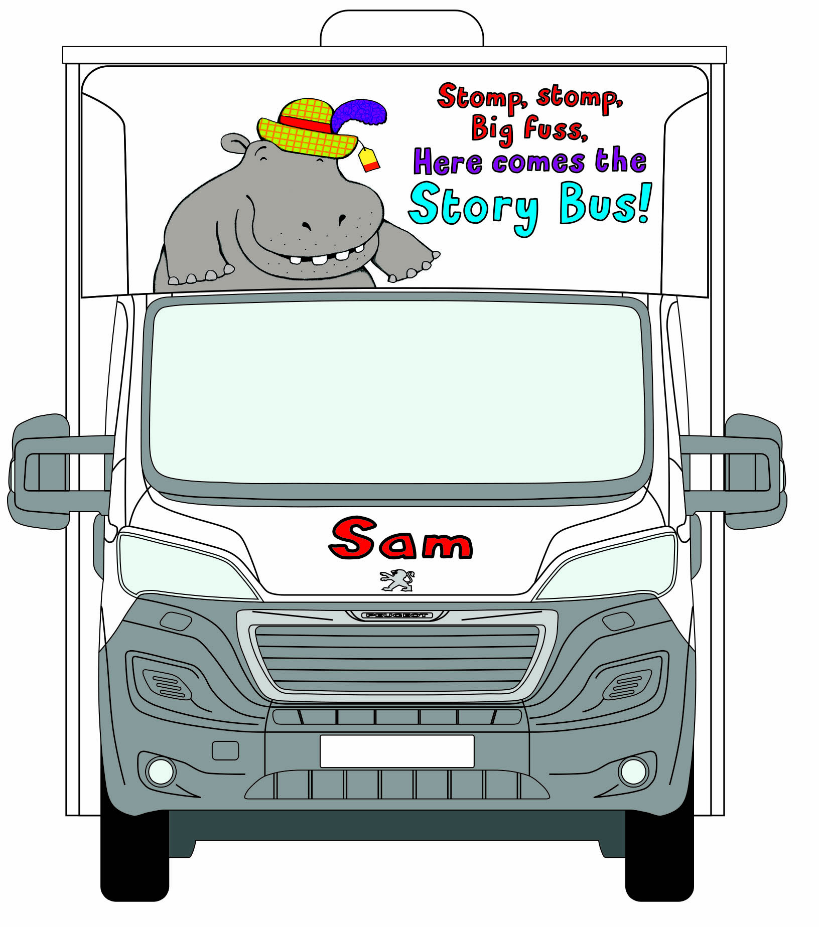 Front view of Sam the Story Bus